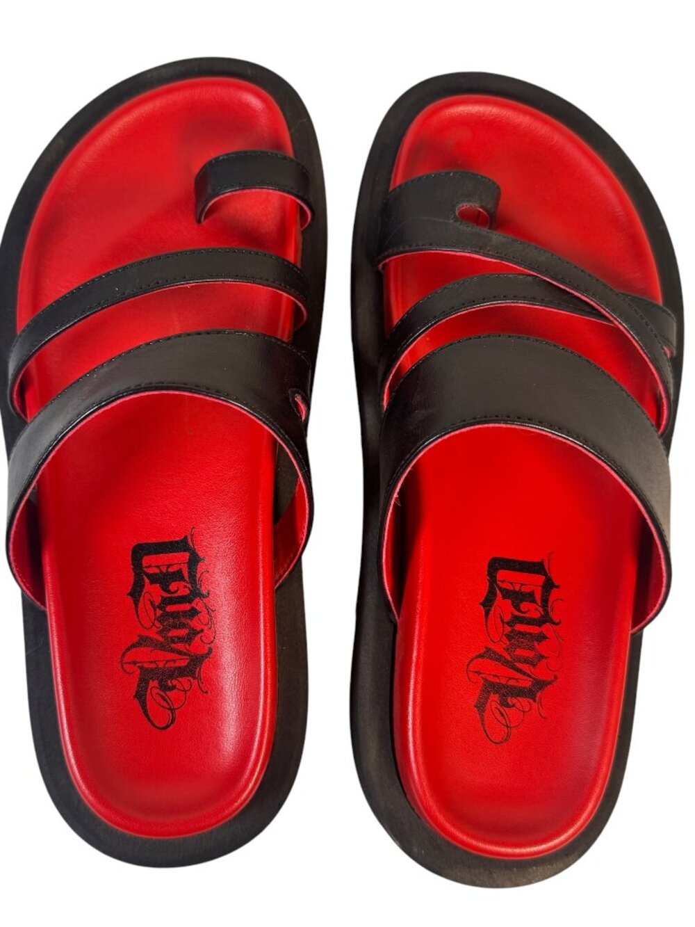 Kat Von D Shoes Exodus Sandals Black & Red Goth Punk Emo Metal Alterntive Sz 6